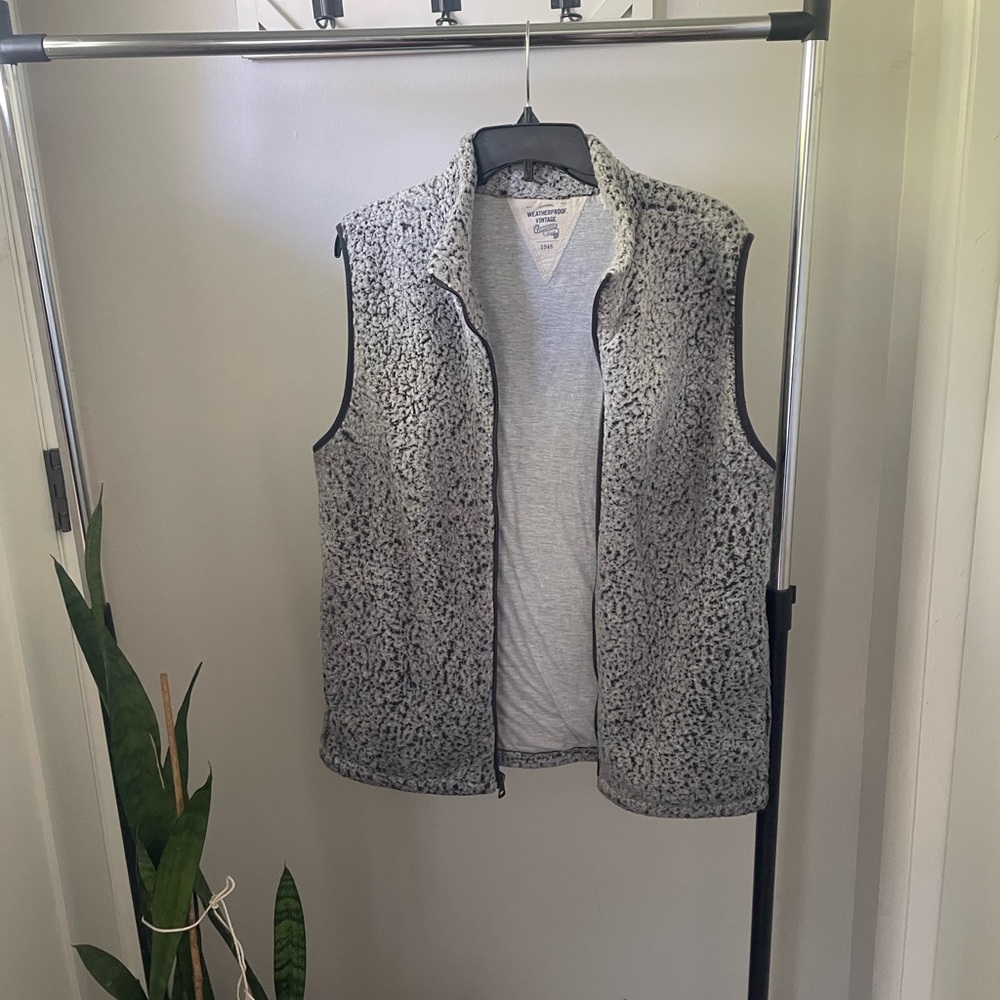 Womens Gray Sherpa Zip Vest - Unbranded